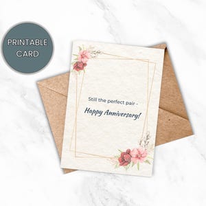 Tarjeta de feliz aniversario para pareja, tarjeta de aniversario imprimible, tarjeta de aniversario floral para pareja, descarga instantánea en PDF, tarjeta digital
