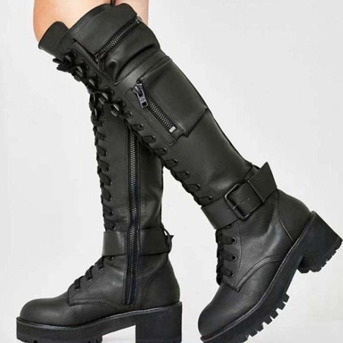 Womens Boots Motorcycle Boots Knee High 