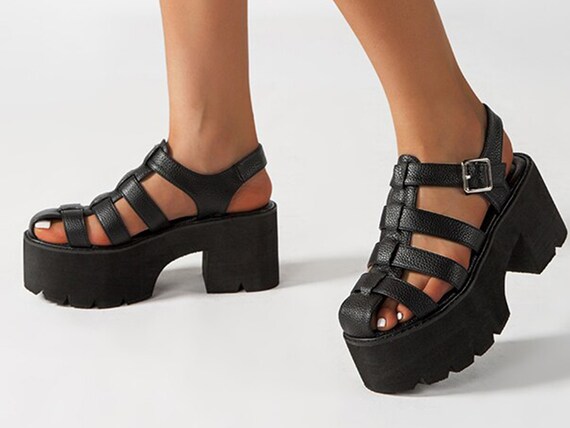 Platform Sandals Chunky Sandals Block Heel Sandals Chunky - Etsy Canada