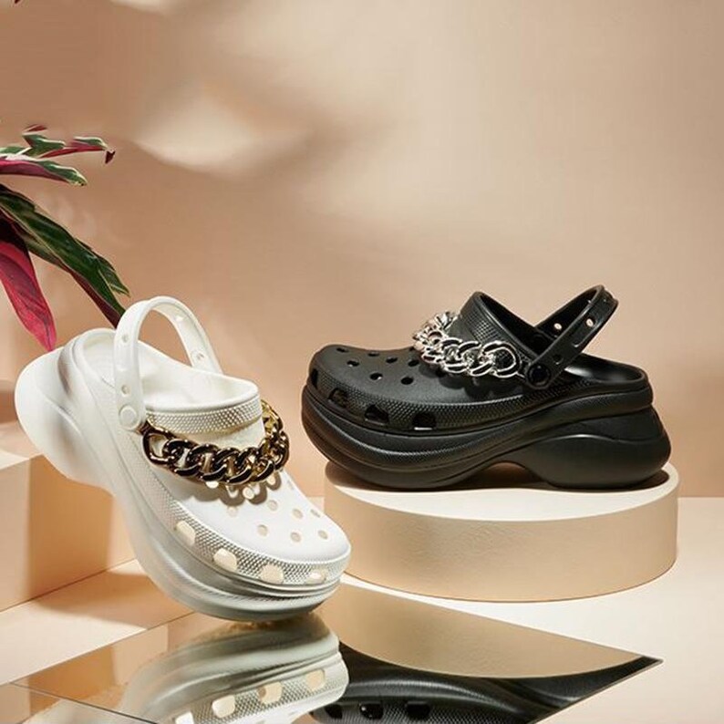 platform crocs with chain