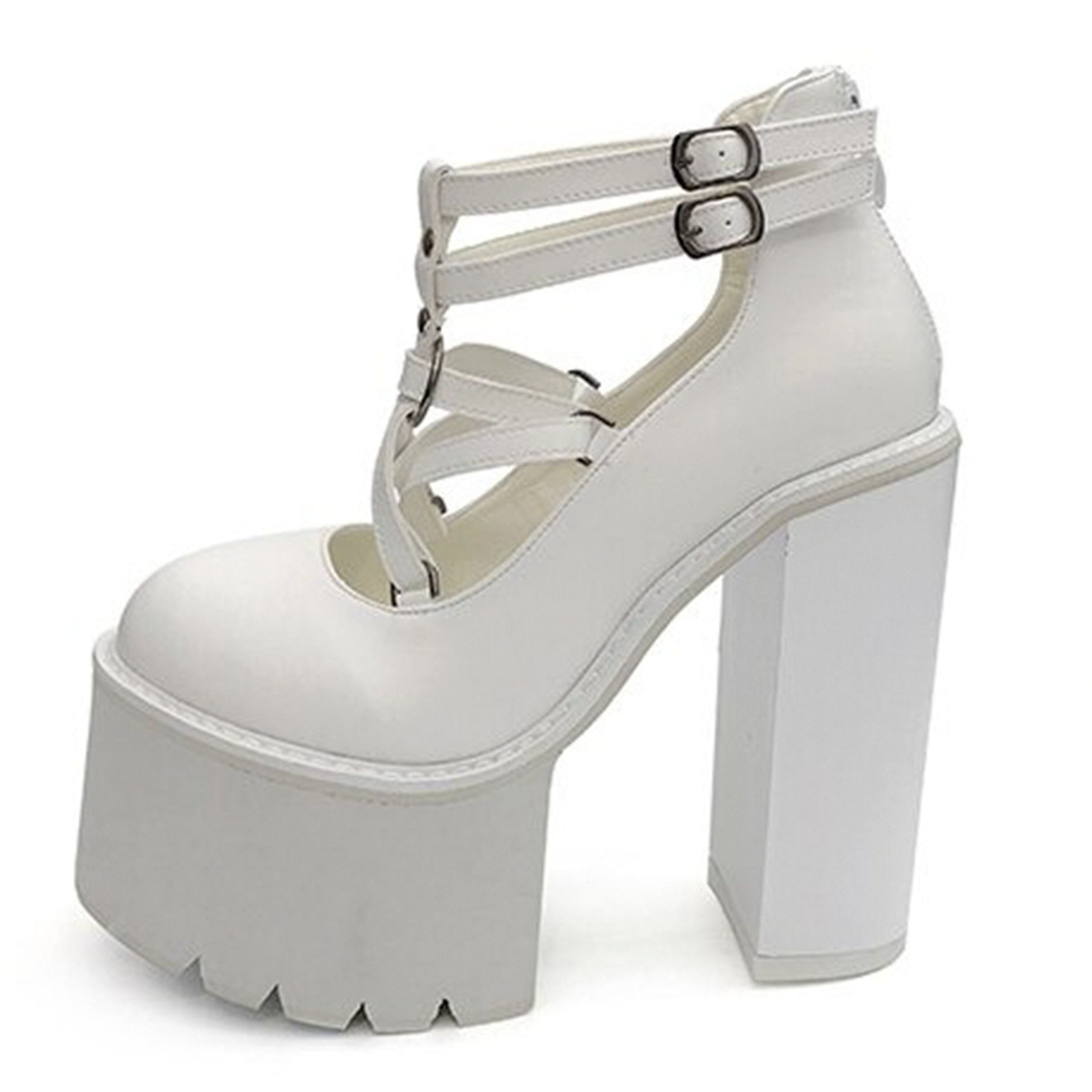 high platform shoes white