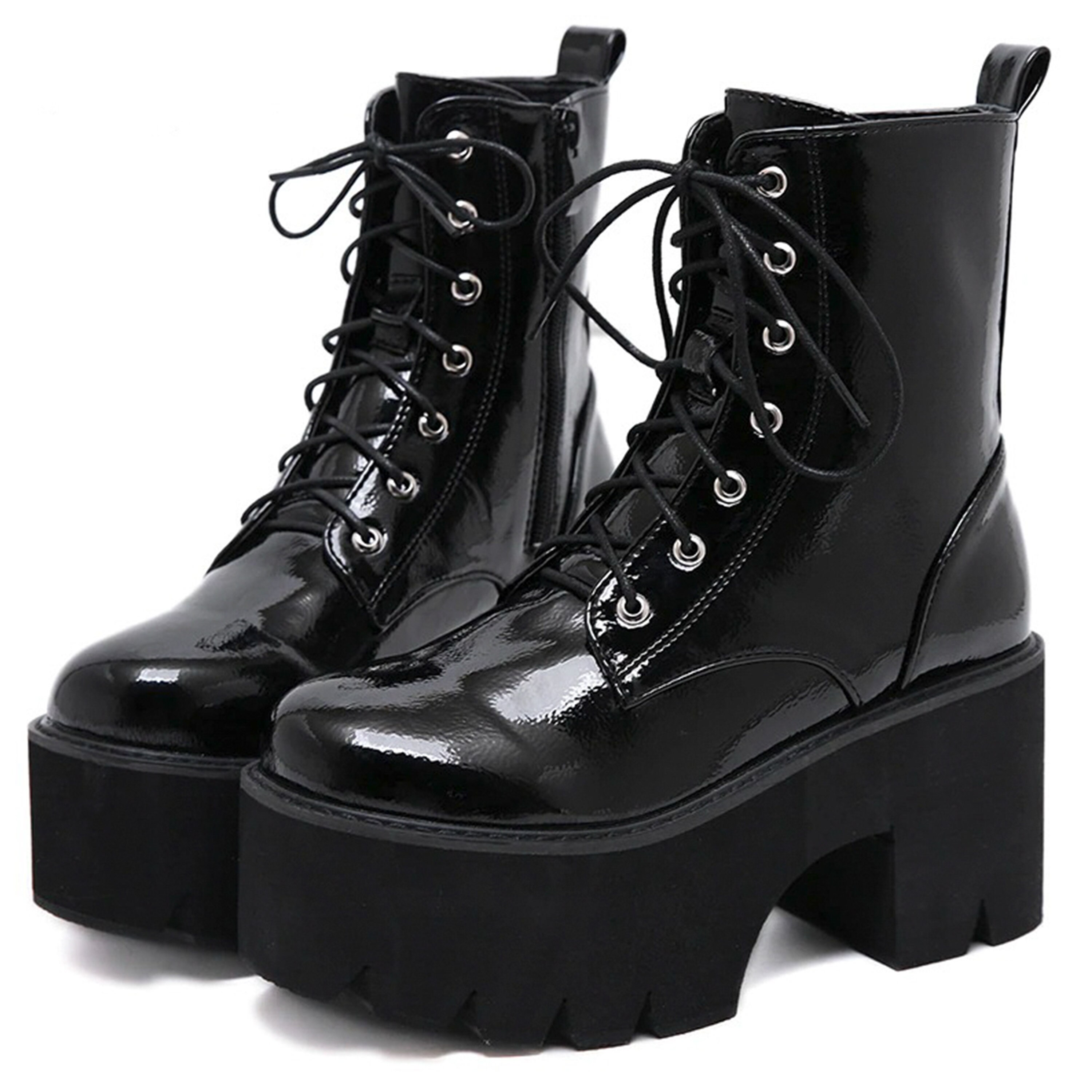 chunky platform biker boots