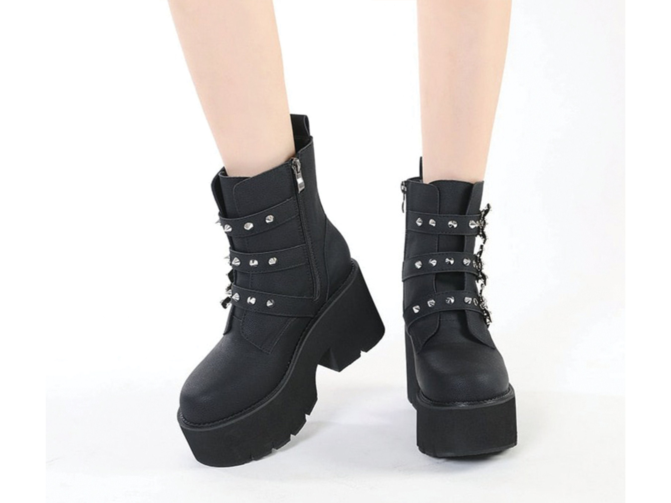 Gothic Boots Platform Boots Goth Platform Shoes Motorcycle - Etsy
