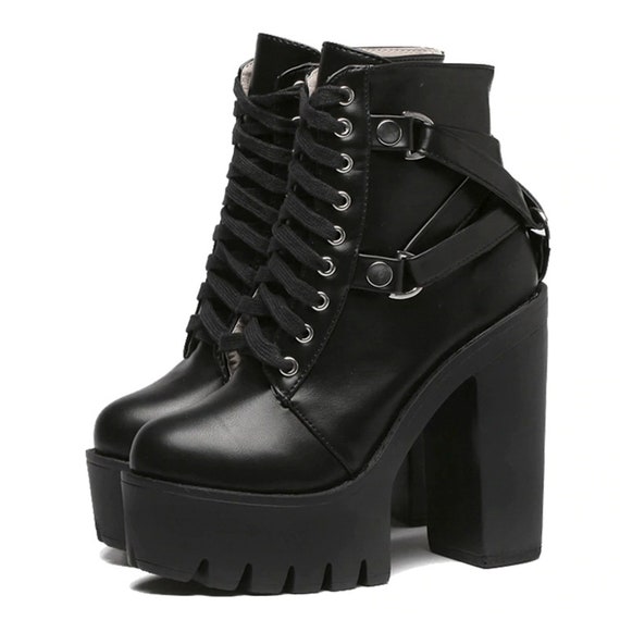 black goth platform shoes