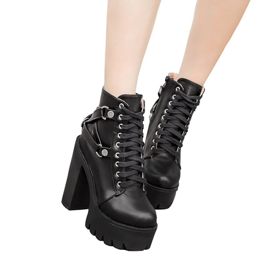 Goth Platform Shoes Motorcycle Boot Platform Shoes Chunky - Etsy