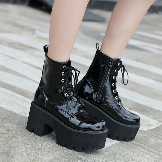 Motorcycle Boot Platform Shoes Chunky 
