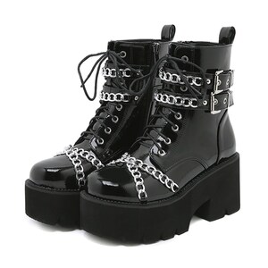 Platform Boots Goth Platform Shoes Motorcycle Boot Lace up - Etsy