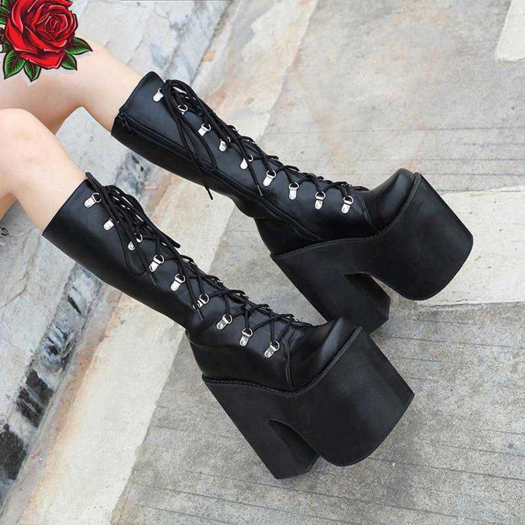 Thick Platform Extreme High Heels 17cm Motorcycles Boot - Etsy