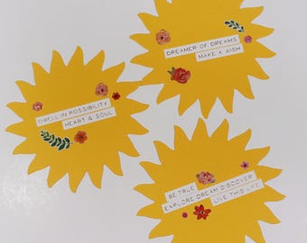 Sun Positivity Cards (20) - ephemera, die cuts, affirmations, embellishments, paper crafting
