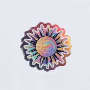 Holographic Sun Sticker - witchy celestial water bottle decals - glossy 2 inch waterproof vinyl stickers