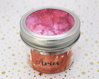 Aries Quote Jar - astrology gifts, birthday, zodiac gift, 20 positive affirmations