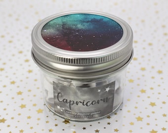 Capricorn Quote Jar - positive messages, zodiac birthday gifts, 20 earth sign life quotes
