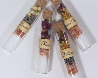 Witch Flower Bath Salts - dried flowers vial, rose, jasmine, calendula, lavender, self care bath gifts