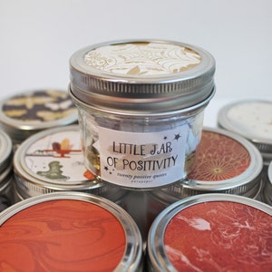 Vintage Halloween Quote Jars - Set of 10 - Witchy Party Favors, Unique Small Gifts, Vintage Style