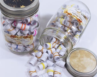 Celestial Quote Jar - 100 positive affirmations, moon design, winter solstice