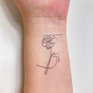 bts temporary tattoo | love yourself: her | bts concert tattoos | rose stem temporary tattoo | flower | line art