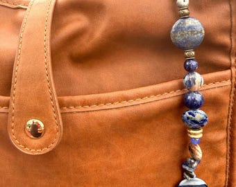 Beaded Purse Charm/Keychain: Chrysocolla