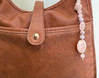 Beaded Purse Charm/Keychain: Pinks