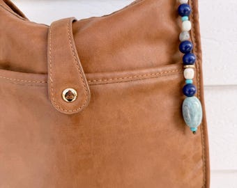 Gemstone Purse Charm/Keychain: Amazonite w/ Calcite