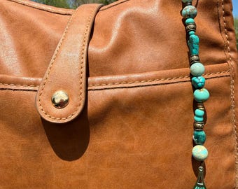 Beaded Purse Charm/Keychain: Aqua Terra and Amazonite