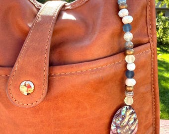Beaded Purse Charm/Keychain: Beach and Sea Glass