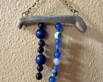 Tiny Gemstone Beaded Hanging: Blues