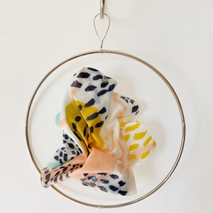 Resin Small Floating Fabric Puffs Hanging Accent Ornament Abstract-Beneath-the-Surface image 1