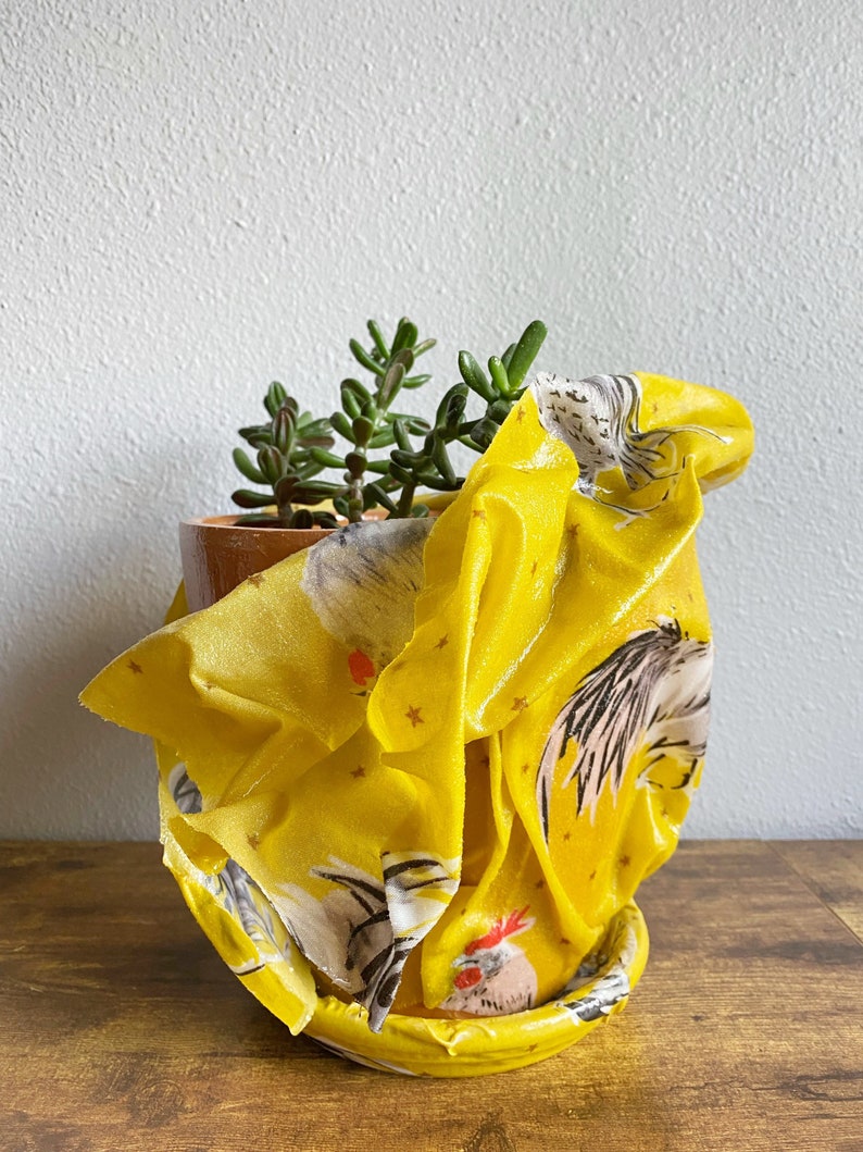 Resincoated Fabric Planter morning Stars Dijon Etsy