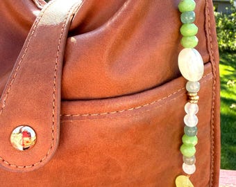 Beaded Purse Charm/Keychain: Green Aventurine