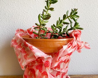 Resin-coated Fabric Planter - “Mushrooms” - Peach Fuzz