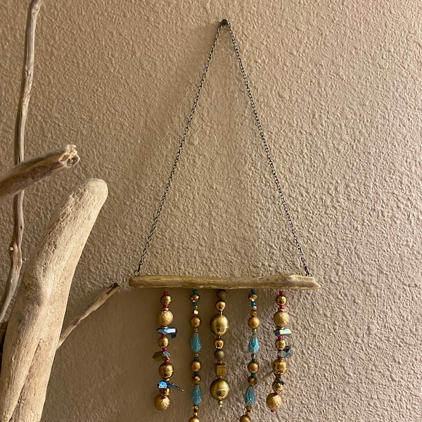 Beaded Wall Hanging - Gold & Brass