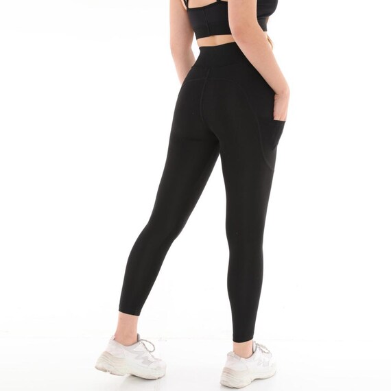 High Waisted Solid Black Leggings Yoga Pants for Women With