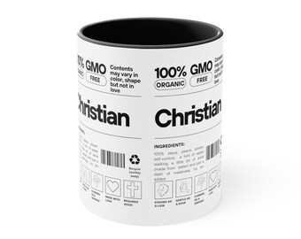 Christian Label Mug, Religious Satire Mug, Christian "Nutrition Facts" mug cup, funny christian mug