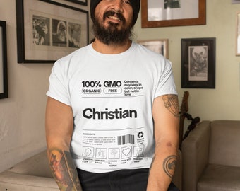 Christian Label Shirt, Religious Satire t-shirt, Christian "Nutrition Facts" shirt, funny christian tee shirt