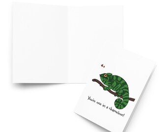 Animal Birthday Card, Cute Chameleon Heart Card, Heart Card, Greeting Card,