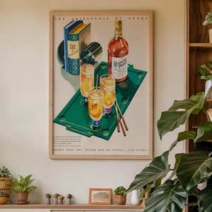 Anuncio de whisky de taberna de Kentucky vintage para imprimir / Póster de arte de pared de bar retro / Arte de pared digital para bar y comedor / Regalo para amantes de las bebidas