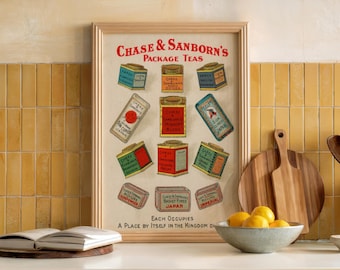 Impresión de anuncio de té vintage: Arte retro para pared de cocina (descarga digital)
