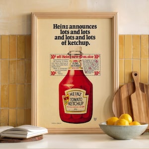 Vintage Heinz Ketchup Anzeige | Retro Küche Wand Kunst zum Ausdrucken | Ketchup Poster Food Lover Geschenk | Digital Download Küche Esszimmer Dekor
