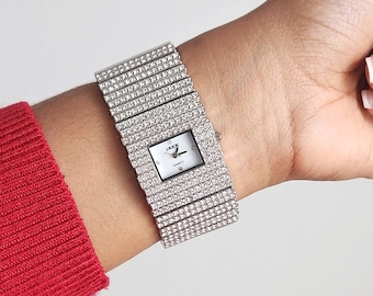 Vintage Sparkly Jakk Women's Wristwatch | Y2k Crystal Embellished Statement Watch | 2000's Unique Timepiece | *Limited Edition Collection