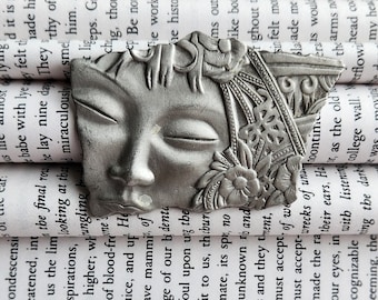 Vintage JJ Jonette jewelry, y2k retro silver pin, fancy brooch, art nouveau/art deco brooch, antique 3D artsy pin, men's/women's accessory