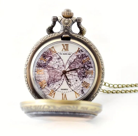 Vintage Amber Glass Double Globe Pocket Watch,Ant… - image 3