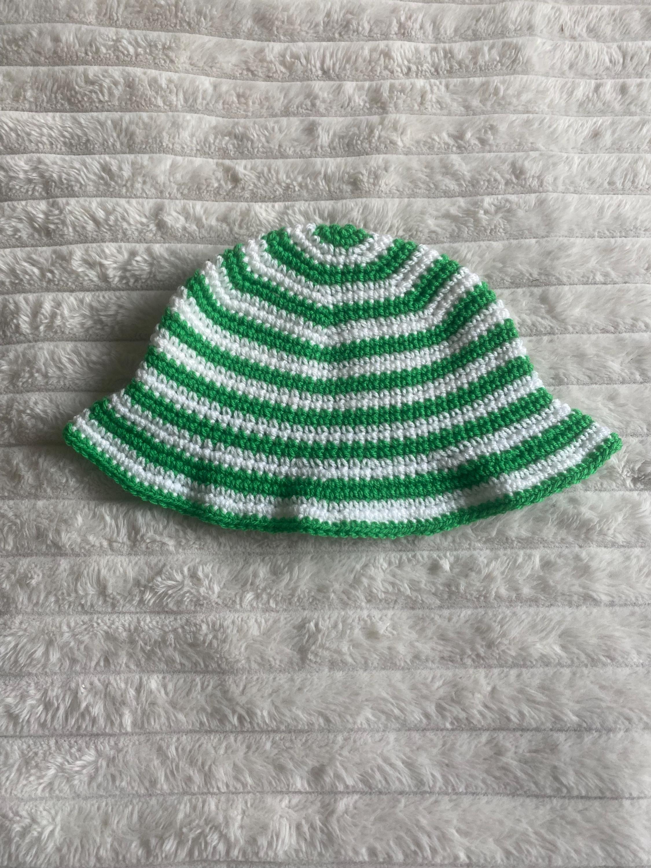 Handmade Crochet Bucket Hat Green Striped Knit Boho Festival Winter Cap Handmade Crochet Bucket Hat – Verde Loop – Mixels main image 4