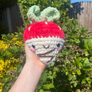 Crochet Chocolate Strawberry Jumbo Plushie, Valentines, Cute, Soft, Amigurumi, Gift, Chenille Glitter Yarn, Handmade