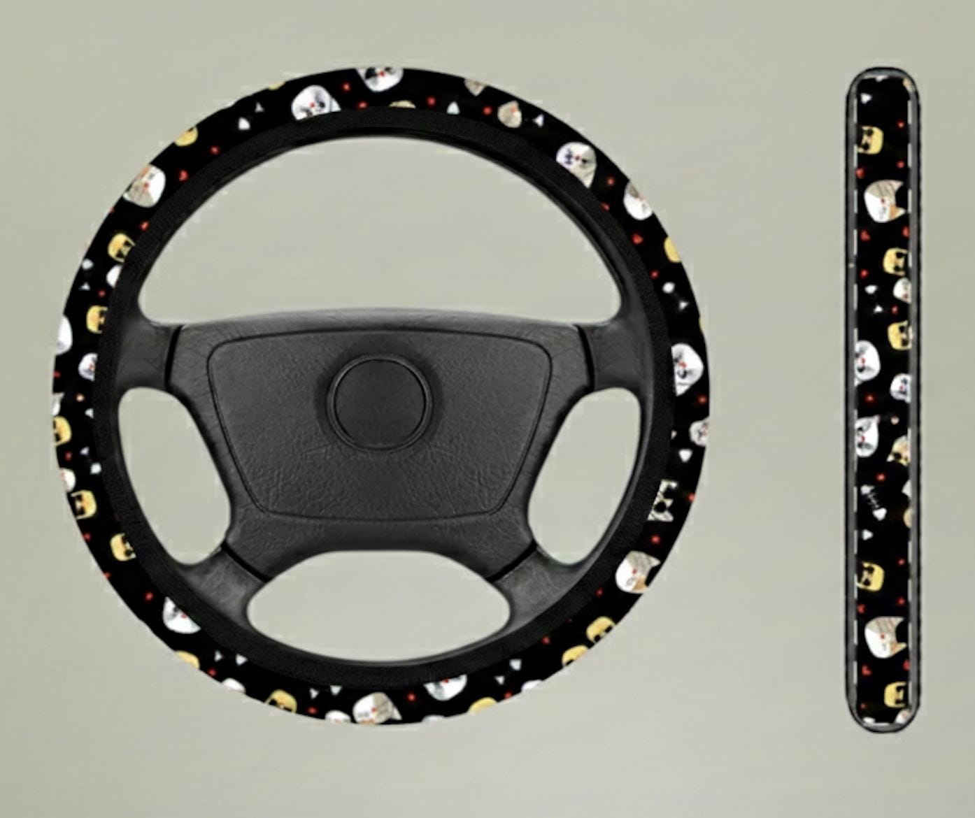 Discover Cat Pattern Car Steering Wheel Cover Japanese Lucky Cat Design