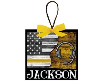 Personalized Gifts | 911 Dispatcher | Christmas Tree Ornament | Police | Fire | Sheriff | Half Flag | Bulk Discount At Checkout