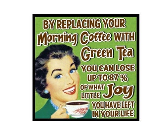 Funny Fridge Magnet, Retro Office Decor, Coffee Lover Gift