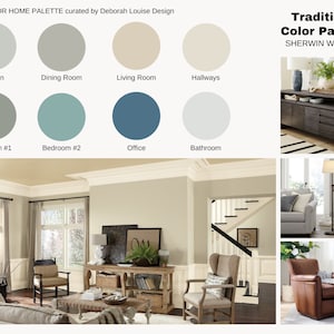 Traditional Paint Color Scheme | Prepackaged Professional Interior Design Paint Palette | Sherwin Williams Paint | Digital File