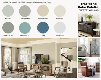 Traditional Paint Color Scheme | Prepackaged Professional Interior Design Paint Palette | Sherwin Williams Paint | Digital File
