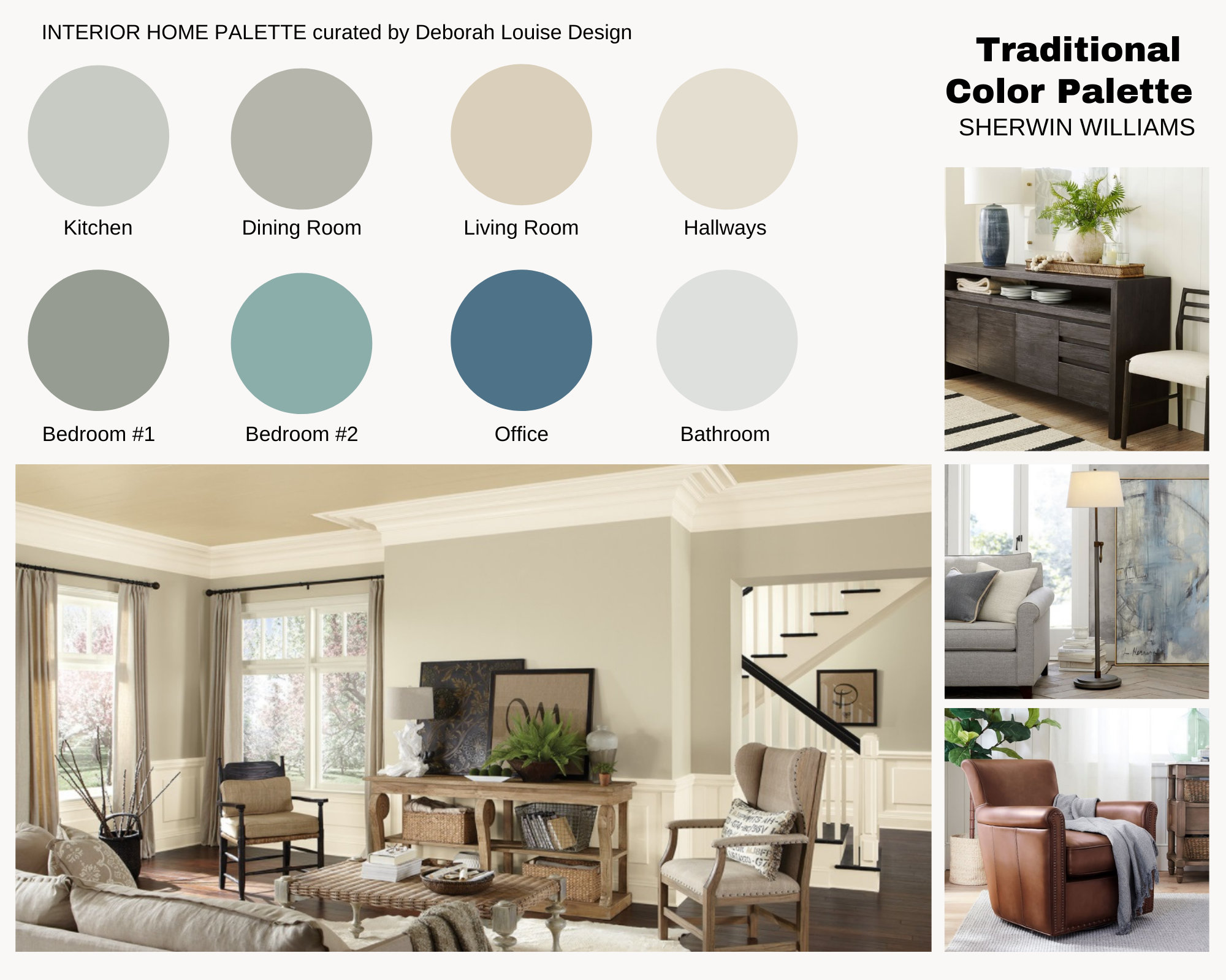 Traditional Paint Color Scheme | Prepackaged Professional Interior Design Paint Palette | Sherwin Williams Paint | Digital File Transform your space with a traditional paint color scheme from Sherwin Williams. This prepackaged professional interior design paint palette includes a digital file with a curated selection of colors to bring harmony and cohesion to any room in your home.