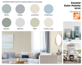 Coastal Behr Paint Color Scheme | Prepackaged Professional Interior Paint Palette | 8 Room Paint Package | Digital File